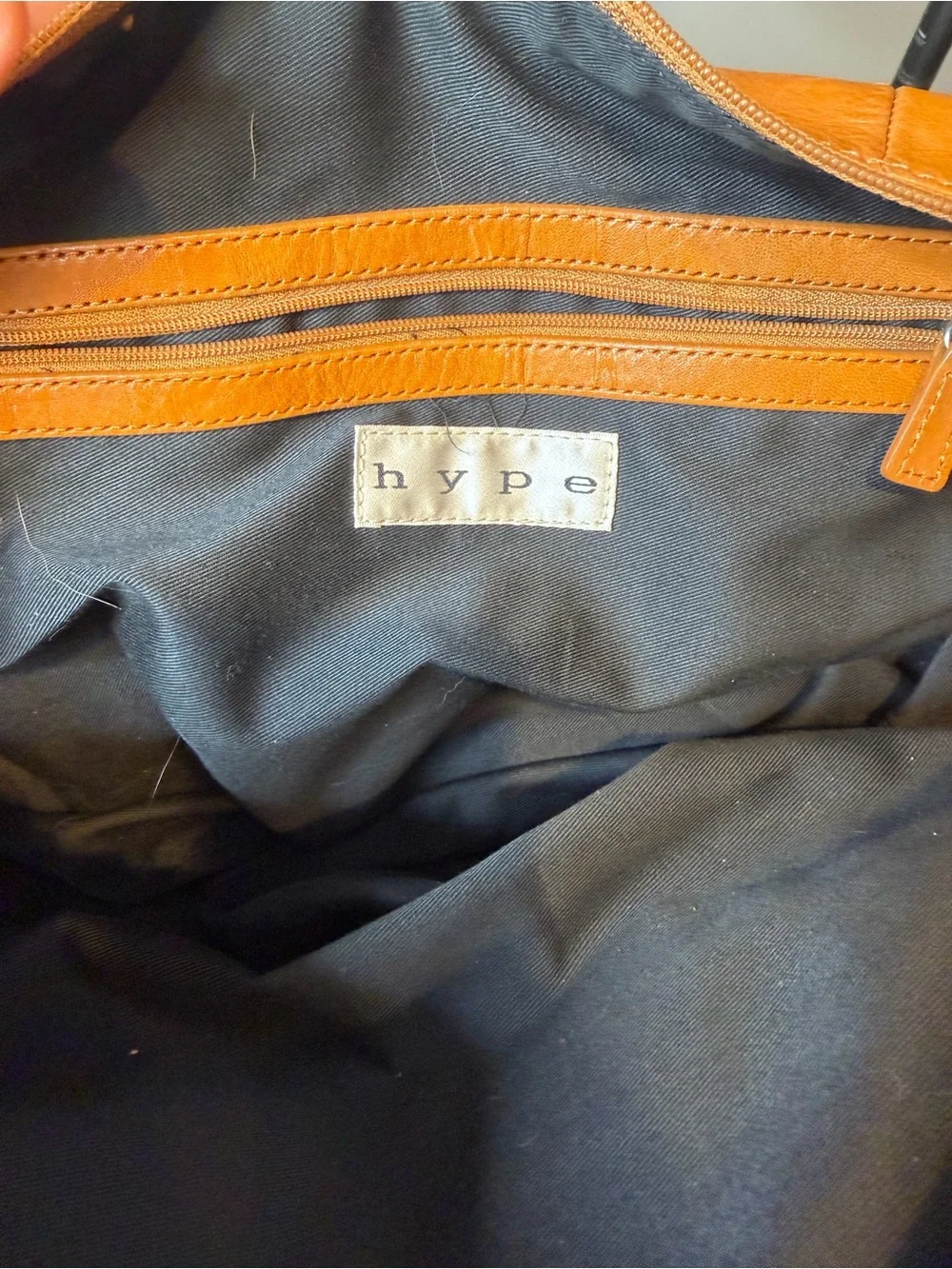 Hype faux leather tan satchel handbag functional side pockets